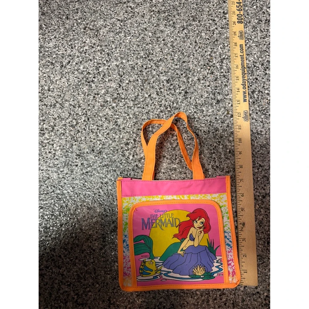 Vintage Disney The Little Mermaid Ariel Mini Tote Bag Neon Pink Orange 90s
